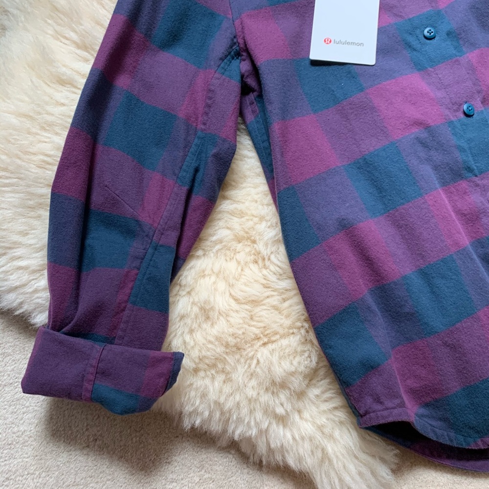 NWT Lululemon Fall Winter Plaid Flannel Button Down Shirt Top - Picture 3 of 8